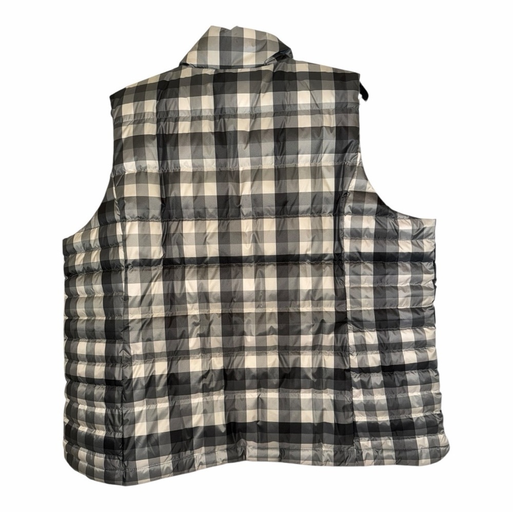 Lands' End Women's Checkered Puffer Vest in Black and Gray - Picture 5 of 9